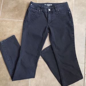Chicos black skinny jeans, 00 14-1/2" flat waist